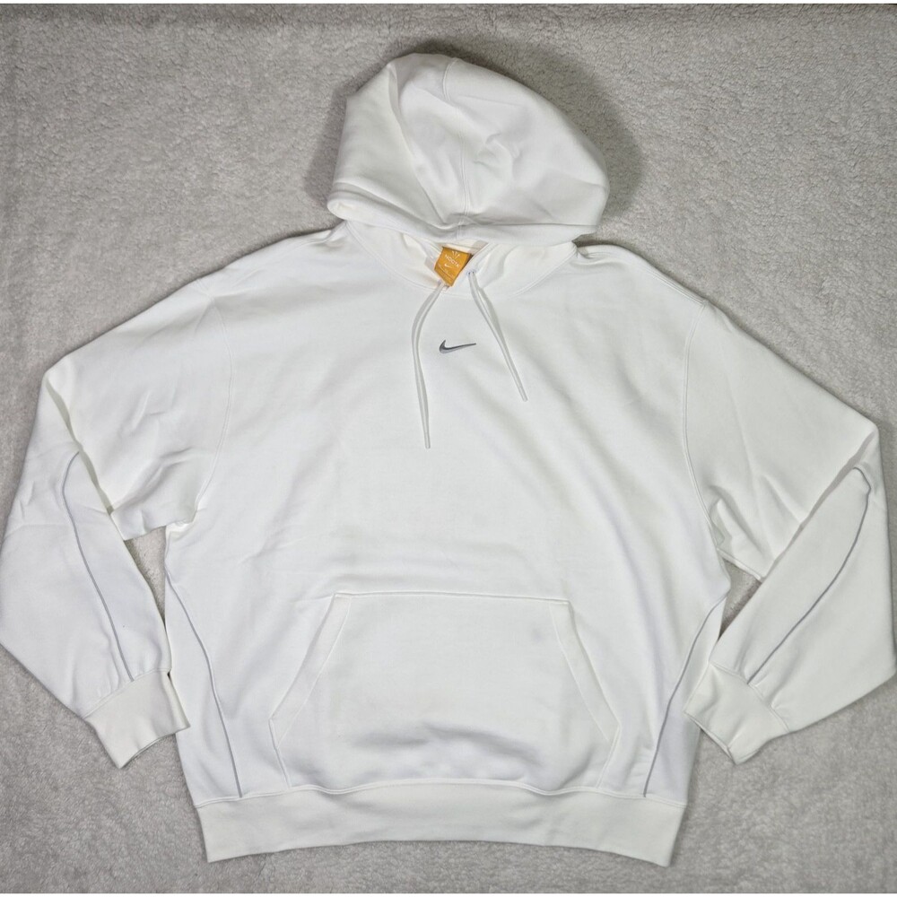 Nike x Drake NOCTA Mens 2XL White Fleece Reflective Hoodie HV5310-100 XXL